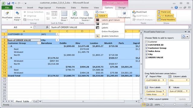 Excel select: Pivot table - selecting the table or table elements смотреть онлайн