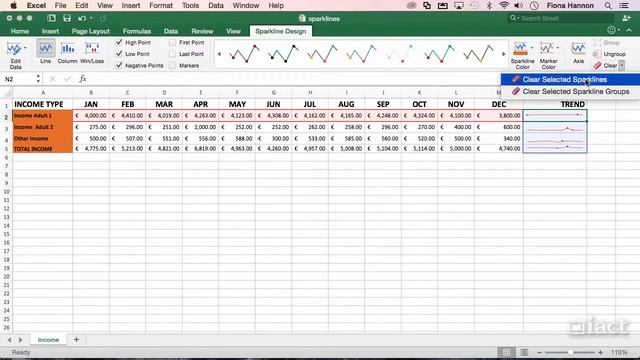 Deleting a Sparkline - Excel 2016 Mac Level 2 смотреть онлайн