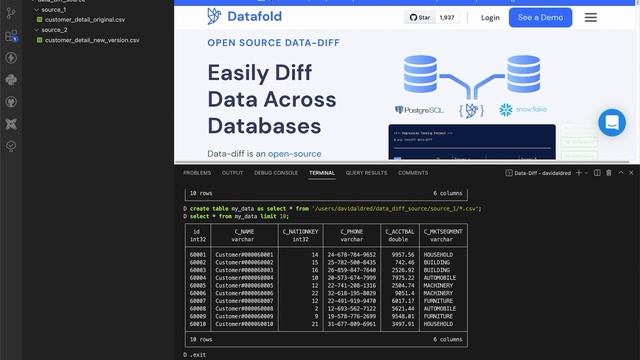 Using DuckDB and Data-Diff together to compare text/csv data files смотреть онлайн