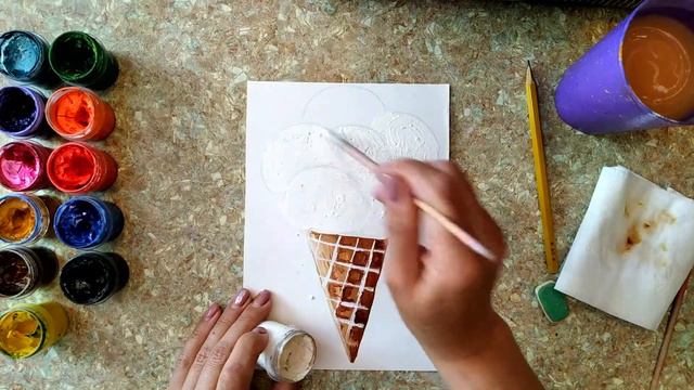 Рисуем рожок мороженого 🍧 смотреть онлайн