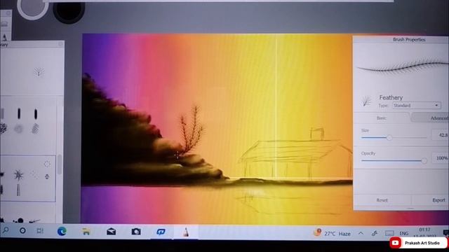 How to draw in sketch book // Drawing in paint in computer // Paint in computer scenery drawing// смотреть онлайн