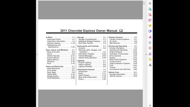 2011 Chevrolet Equinox Owners Manual смотреть онлайн