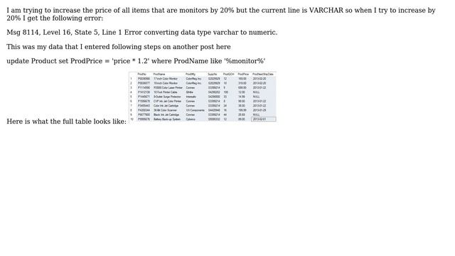 How to increase price by 20% when value entered in SQL is VARCHAR? смотреть онлайн