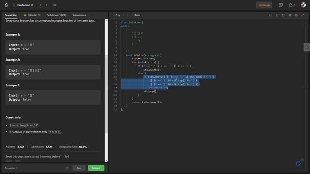 Valid Parentheses - LeetCode #20 - C++ смотреть онлайн