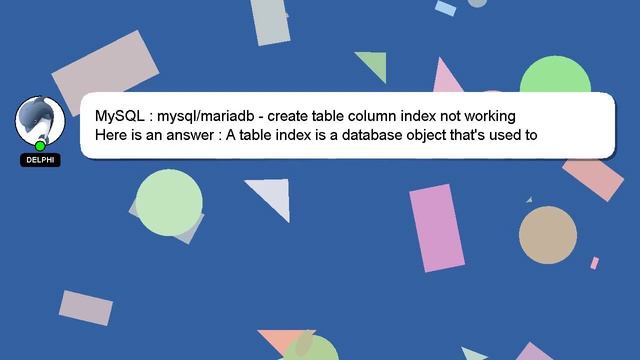 MySQL : mysql/mariadb - create table column index not working смотреть онлайн