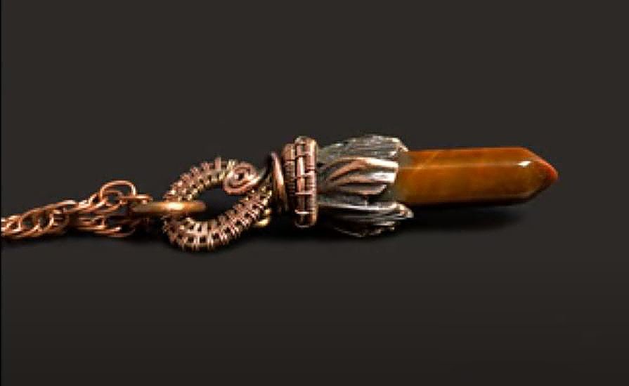 Кулон из проволоки и шапочки для бусин своими руками. смотреть онлайн