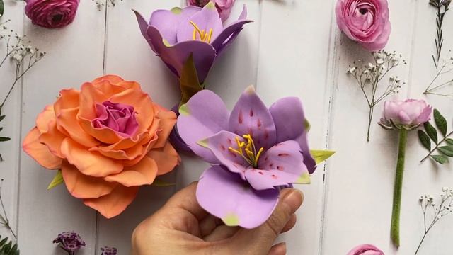 Резинки для девочки фоамиран Роза, Альстромерия / Rubber bands for girls foamiran Rose, Alstroemeri смотреть онлайн