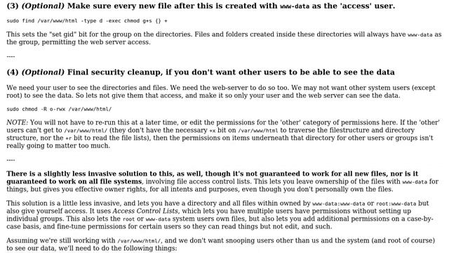 Permissions problems with /var/www/html and my own home directory for a website document root смотреть онлайн