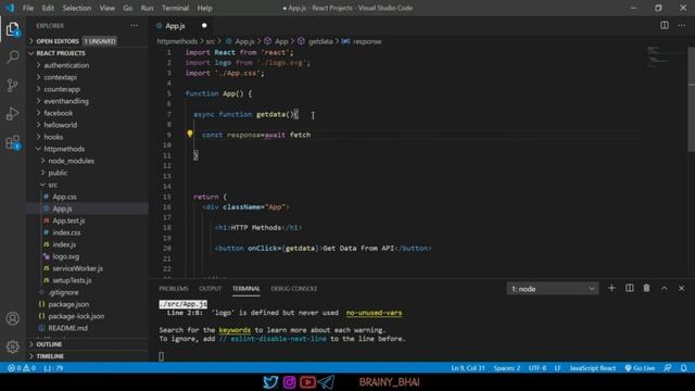 36. HTTP Fetch Methods ll React JS full Playlist 2022 ll Brainy Bhai смотреть онлайн