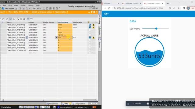 NODE-RED Siemens s7-1500 plc communication and slider - dashboard example смотреть онлайн