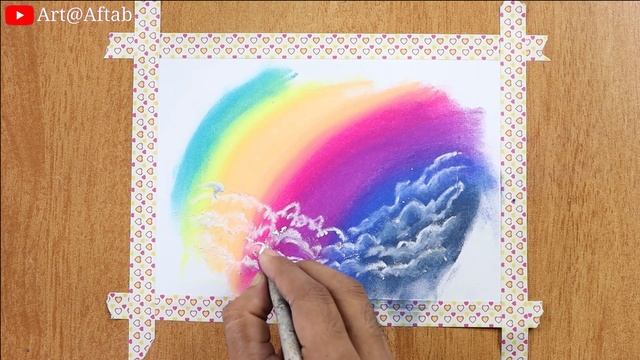 ?Rainbow Sky & Clouds Soft Pastel Drawing | Step by step Oil pastel Painting #144 смотреть онлайн