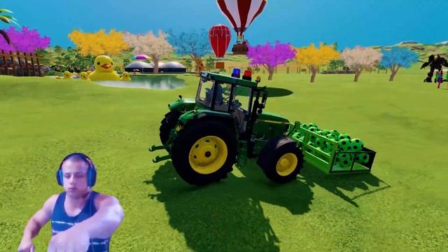 TRANSPORTING COLORED BALL FROM FARM TO MARKET WITH JCB TRACTOR & TRUCKS | FS 22 смотреть онлайн