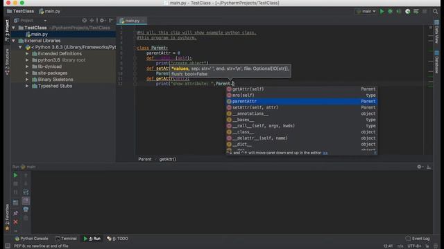 Python Object Oriented creating class example. смотреть онлайн