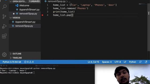 Difference between remove() and pop() in Python | Python in Hindi | Mayank Gupta | Code House смотреть онлайн