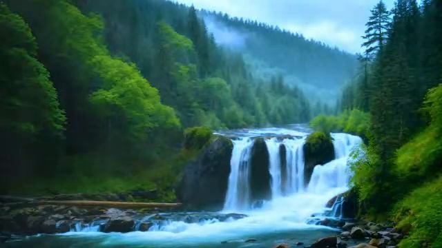 ♻24/7 Heavenly Waterfall Symphony: Ultimate Relaxation Music Forest Sound,birds sound, anxiety смотреть онлайн