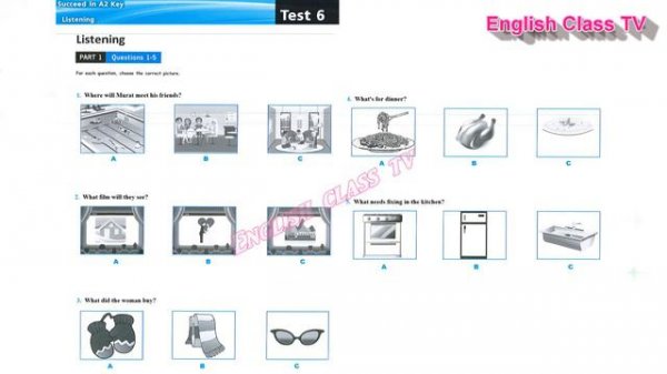 Ket Listening TEST 6 Part 1 | Succeed in A2 Key Revised Exam 2020 | Luyện Thi Ket | English Class T