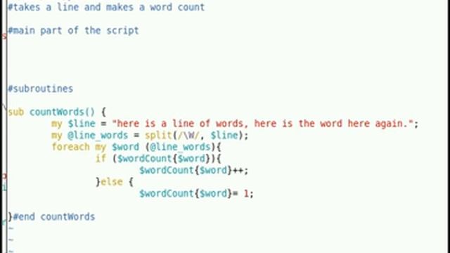 Perl script to do a word count (subroutines, hashes, foreach array, split) смотреть онлайн