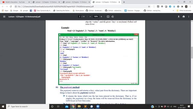Python 48 #5 Dictionary delete elements, in and not in OPS | 11th CBSE Hindi| Computer Science 2021 смотреть онлайн