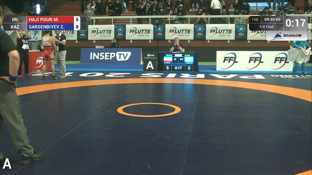 1/4 GR - 59 kg: M. HAJI POUR (IRI) df. Z. SARSENBIYEV (KAZ), 5-1 смотреть онлайн