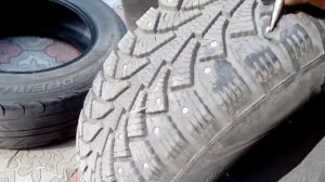 Удаляем шипы с зимней резины.