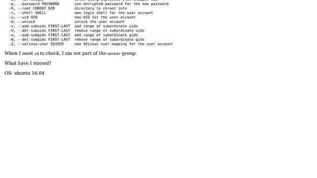 Unix & Linux: Unable to add myself to the docker group смотреть онлайн