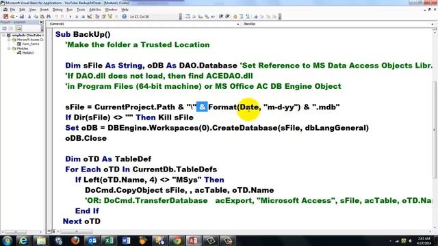 When Access Closes, VBA Backs Up All Tables