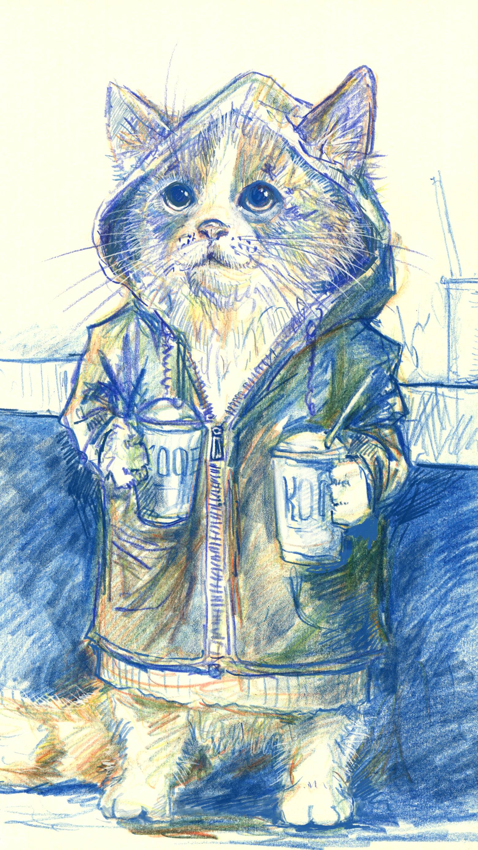 Котик карандашами