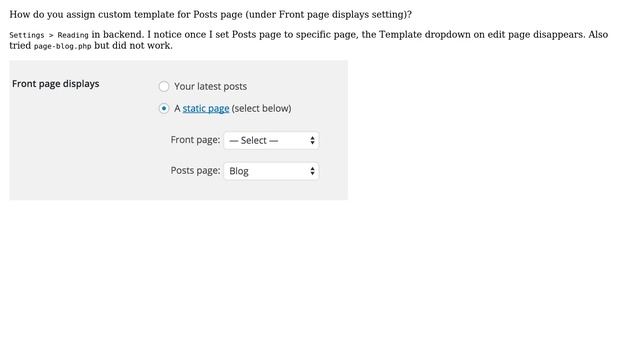Wordpress: How do you assign custom template for Posts page (under Front page displays setting)? смотреть онлайн