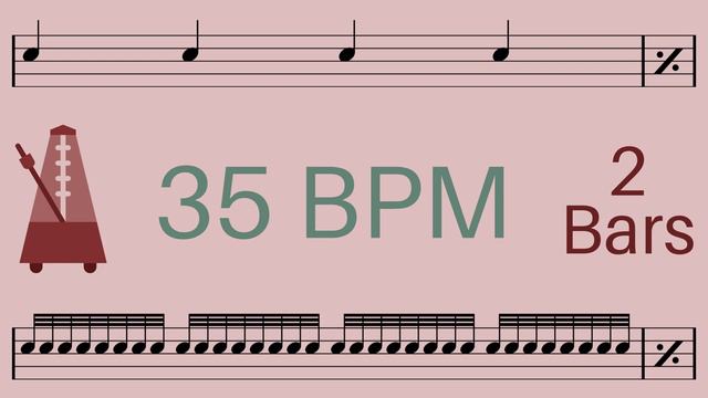 Metronome Click Track - 2 Bars Quarter to 32nd Notes 35 bpm - Smartronome смотреть онлайн