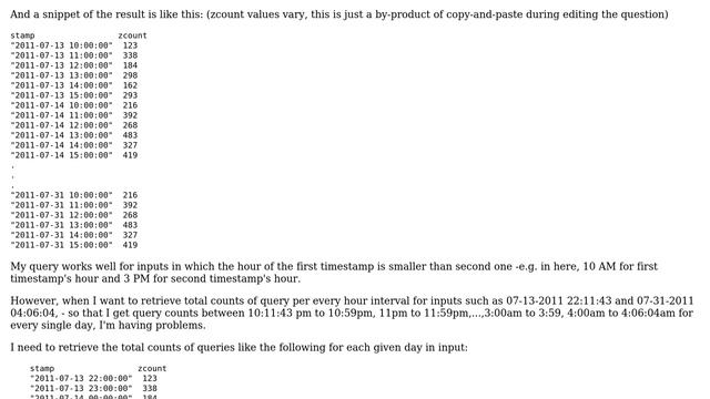 Retrieving queries when the hour of starting timestamp is less than the hour of ending timestamp смотреть онлайн