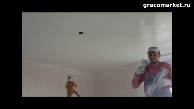 Нанесение шпатлевки КРЕПС КР+ аппаратом безвоздушного распыления Graco Airlessco HSS9000 смотреть онлайн