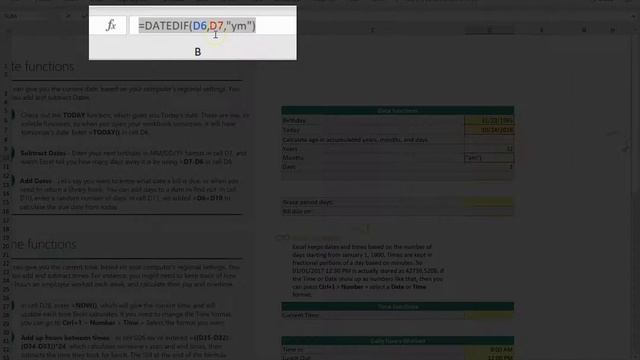One minute with Excel - Lesson 15 - How to calculate the age with Years, months and days смотреть онлайн