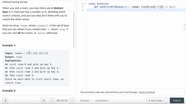 LEETCODE 841 KEYS AND ROOMS PYTHON | DFS amazon interview question смотреть онлайн