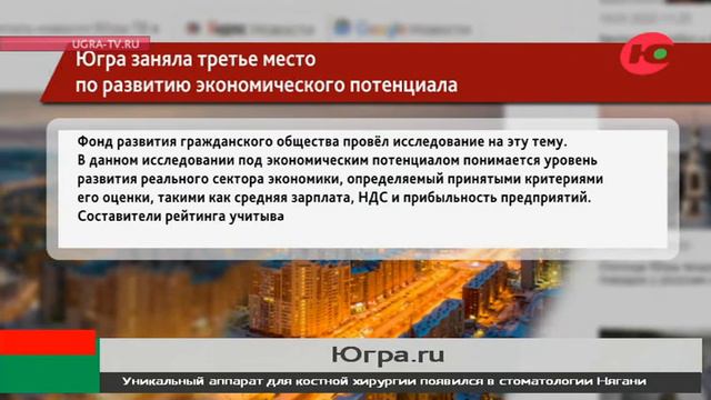 Югра вошла в топ-3 успешных регионов России смотреть онлайн