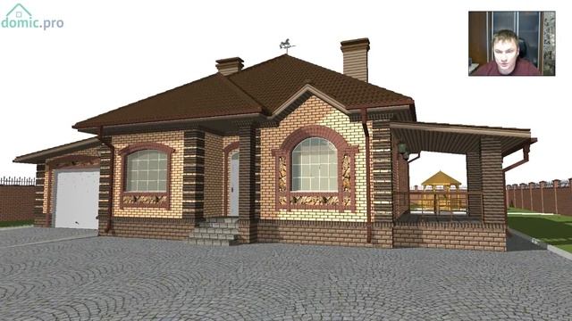 Оптимальный удобный проект одноэтажного дома с гаражом B-233-ТП смотреть онлайн