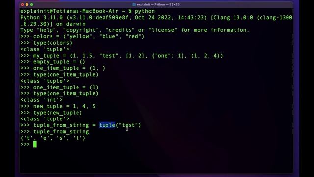 Python tutorial for beginners 8. Tuples смотреть онлайн