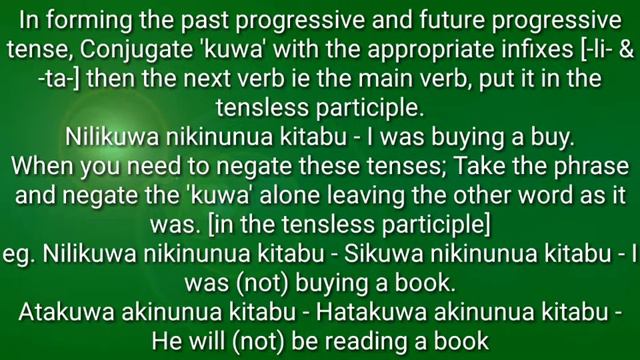 SWAHILI NEGATION OF PAST AND FUTURE PROGRESSIVE TENSES смотреть онлайн