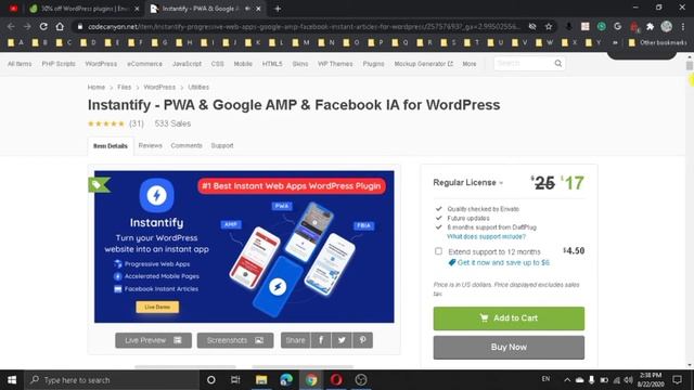 Best amp plugin for wordpress 2020 | best pwa plugin for wordpress-Instantify AMP 30% off on envato смотреть онлайн