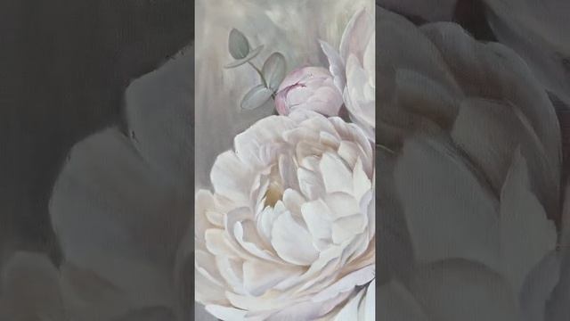 Белые пионы маслом. Поталь. смотреть онлайн