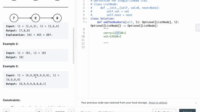 LEETCODE 2 ADD TWO NUMBERS PYTHON смотреть онлайн