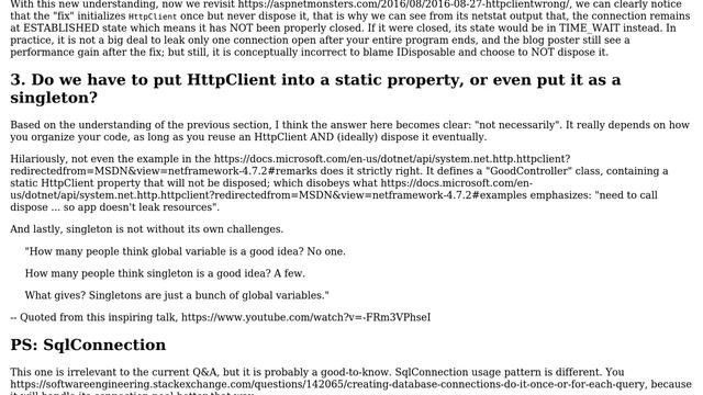 Software Engineering: Should we create a new single instance of HttpClient for all requests? смотреть онлайн