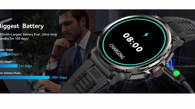 Review AMAZTIM Smart Watch 100 Day Extra Long Battery, HD Screen, Bluetooth Calling & Heart Rate Mo смотреть онлайн