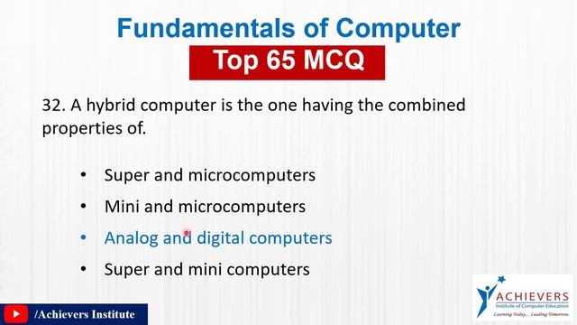TOP 65 Computer Fundamental MCQ | Computer History and Generations | Achievers Institute смотреть онлайн