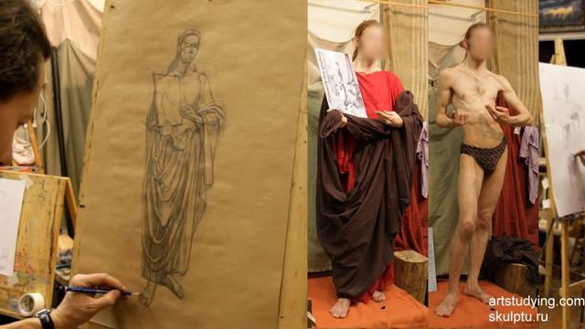 Фигура в драпировках. Обучение рисунку.Фигура. 103 серия. смотреть онлайн