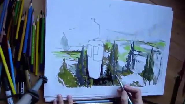 Ялта. Крым. Цветные карандаши, маркеры. смотреть онлайн