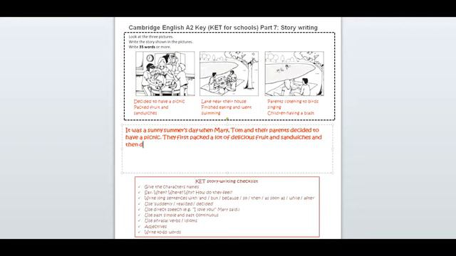 How to write a story for Cambridge English A2 KET for schools exam - Picnic by the lake смотреть онлайн