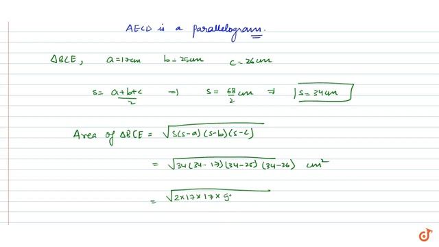 Two parallel side of a trapezium are 60 c m\ a n d\ 77 c m and other sides are 25 c m\ a n d\ 26... смотреть онлайн