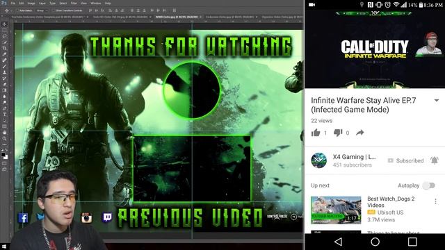FREE YouTube Outro Endscreen Template (Photoshop Download) смотреть онлайн