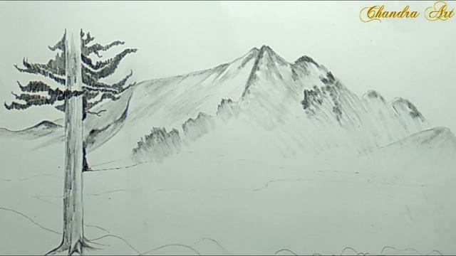 Easy Pencil Drawing Mountain Landscape Scenery Step By Step