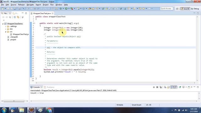 Java wrapper class (equals method) | Java Tutorial смотреть онлайн